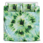 Green And Black Acid Wash Tie Dye Print Duvet Cover Bedding Set