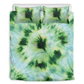 Green And Black Acid Wash Tie Dye Print Duvet Cover Bedding Set