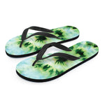 Green And Black Acid Wash Tie Dye Print Flip Flops