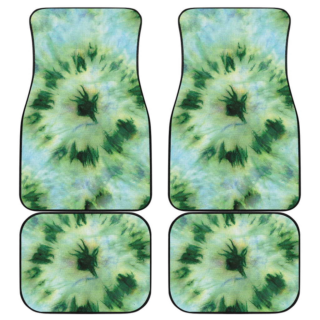 Green And Black Acid Wash Tie Dye Print Front and Back Car Floor Mats