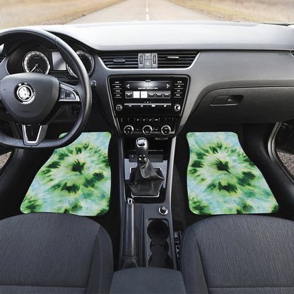 Green And Black Acid Wash Tie Dye Print Front and Back Car Floor Mats