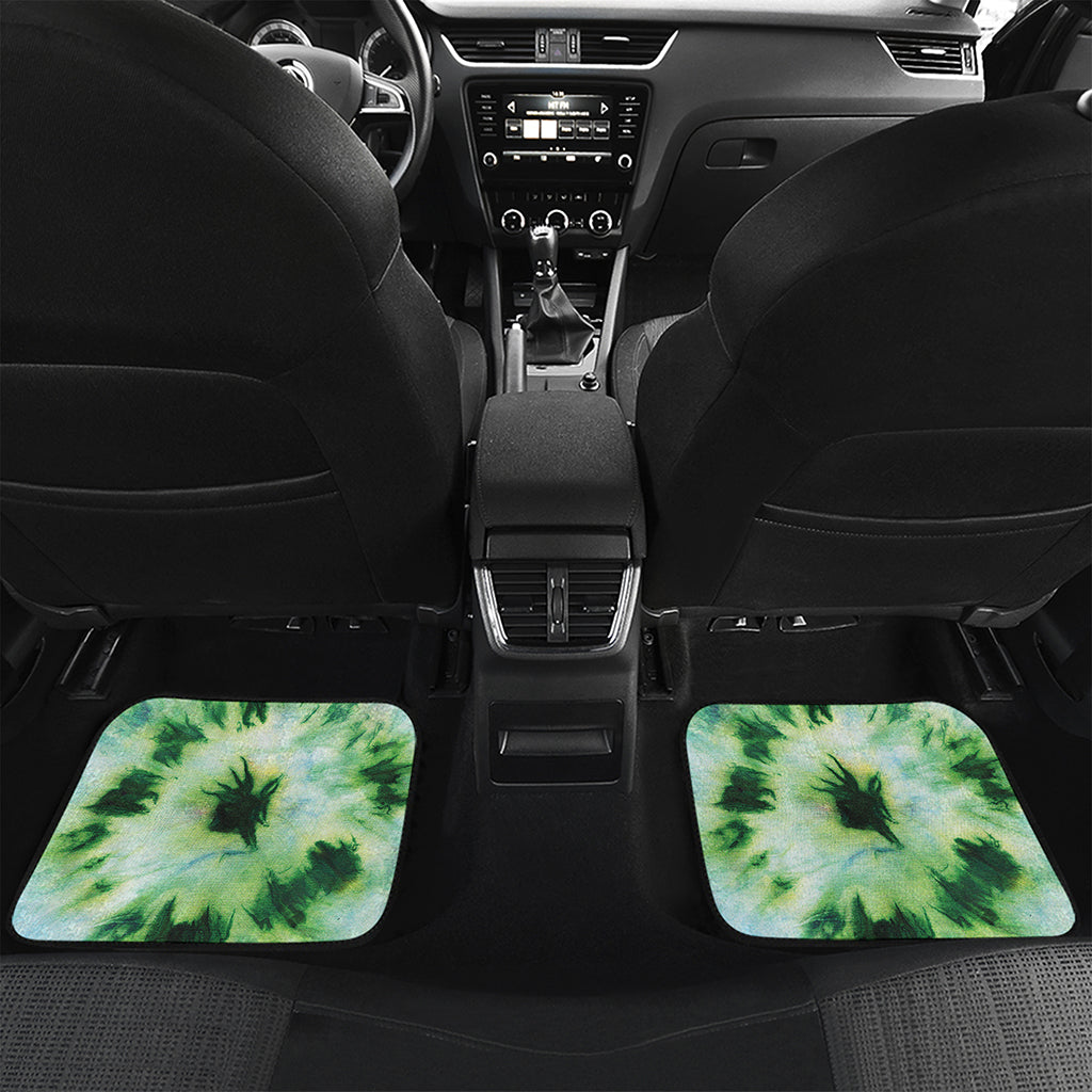 Green And Black Acid Wash Tie Dye Print Front and Back Car Floor Mats