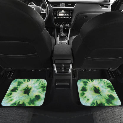 Green And Black Acid Wash Tie Dye Print Front and Back Car Floor Mats