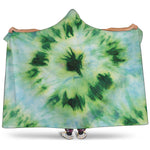 Green And Black Acid Wash Tie Dye Print Hooded Blanket
