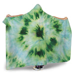 Green And Black Acid Wash Tie Dye Print Hooded Blanket