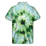 Green And Black Acid Wash Tie Dye Print Men's Short Sleeve Shirt