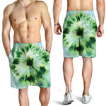 Green And Black Acid Wash Tie Dye Print Men's Shorts