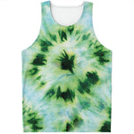 Green And Black Acid Wash Tie Dye Print Men's Tank Top