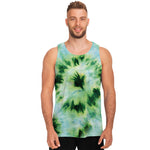 Green And Black Acid Wash Tie Dye Print Men's Tank Top