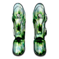 Green And Black Acid Wash Tie Dye Print Muay Thai Shin Guards