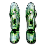 Green And Black Acid Wash Tie Dye Print Muay Thai Shin Guard