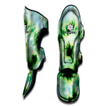 Green And Black Acid Wash Tie Dye Print Muay Thai Shin Guard