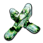 Green And Black Acid Wash Tie Dye Print Muay Thai Shin Guard