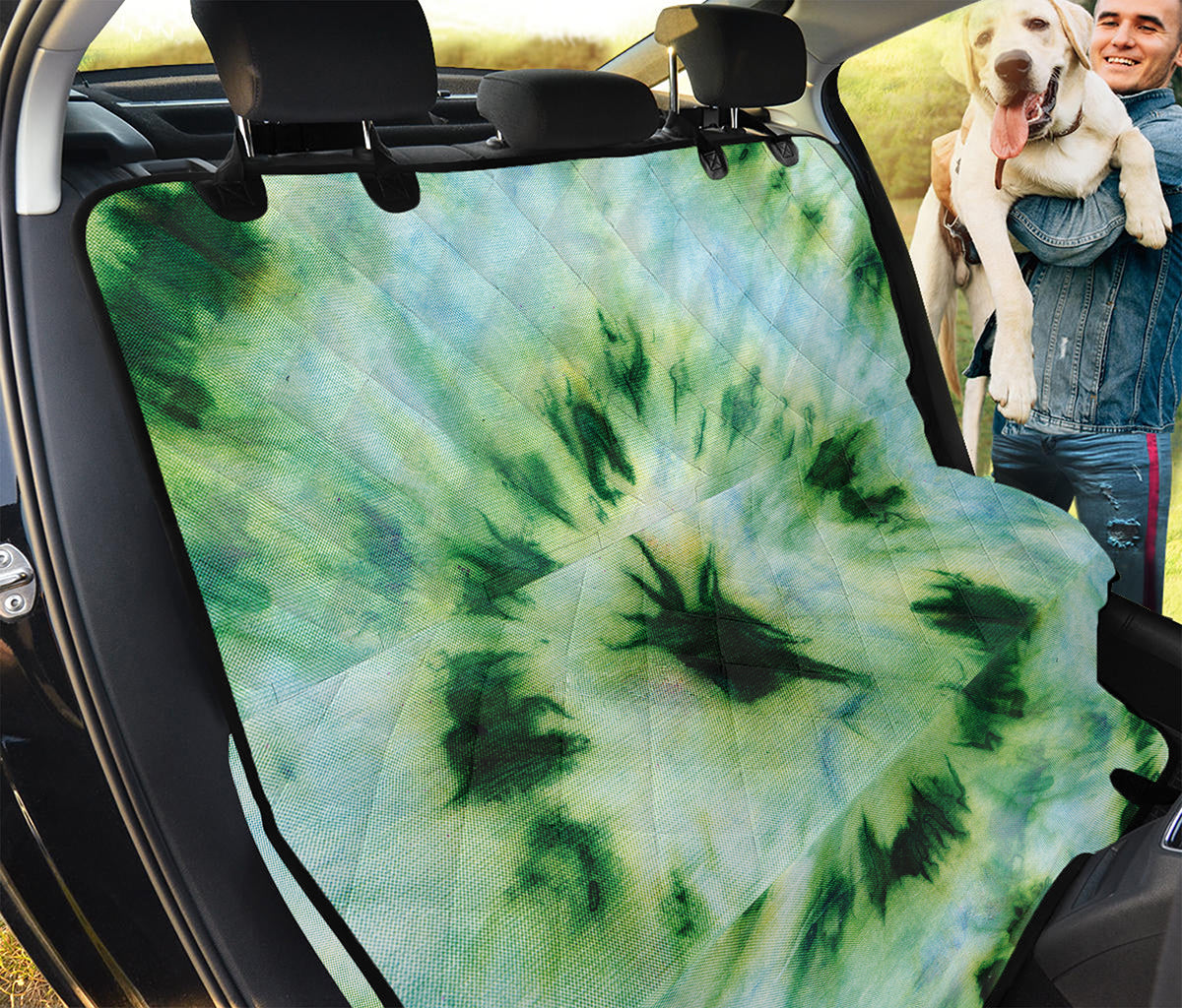 Green And Black Acid Wash Tie Dye Print Pet Car Back Seat Cover