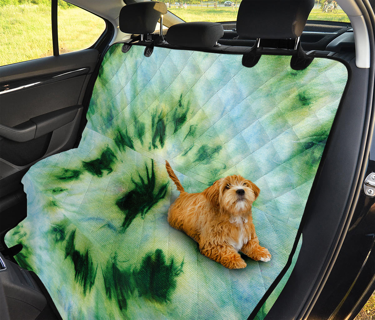 Green And Black Acid Wash Tie Dye Print Pet Car Back Seat Cover