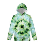 Green And Black Acid Wash Tie Dye Print Pullover Hoodie