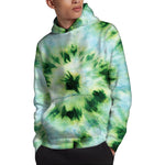 Green And Black Acid Wash Tie Dye Print Pullover Hoodie