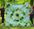 Green And Black Acid Wash Tie Dye Print Quilt