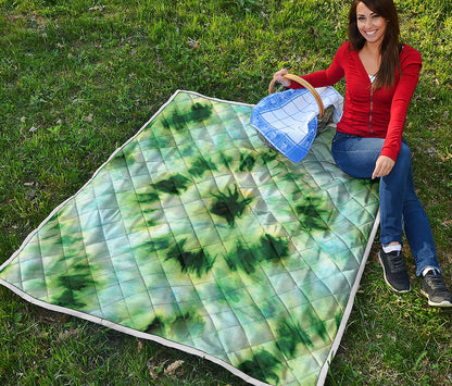 Green And Black Acid Wash Tie Dye Print Quilt