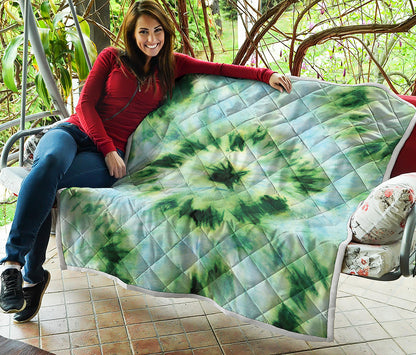 Green And Black Acid Wash Tie Dye Print Quilt