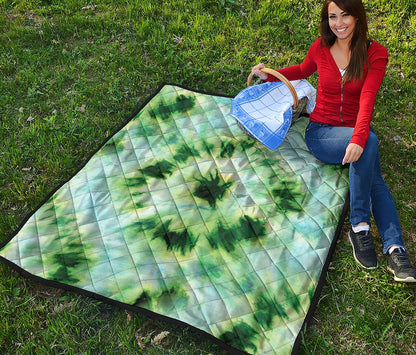 Green And Black Acid Wash Tie Dye Print Quilt