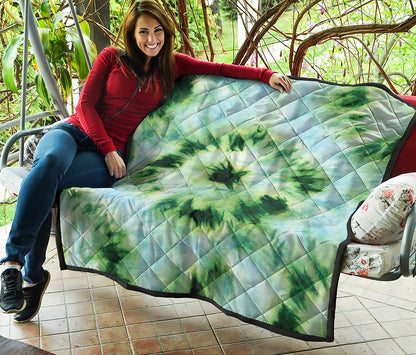 Green And Black Acid Wash Tie Dye Print Quilt