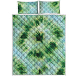 Green And Black Acid Wash Tie Dye Print Quilt Bed Set