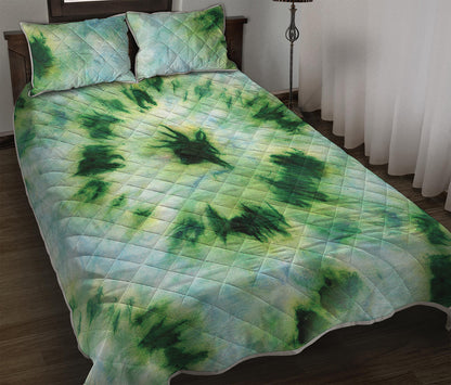 Green And Black Acid Wash Tie Dye Print Quilt Bed Set