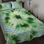 Green And Black Acid Wash Tie Dye Print Quilt Bed Set