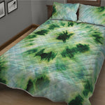 Green And Black Acid Wash Tie Dye Print Quilt Bed Set