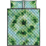 Green And Black Acid Wash Tie Dye Print Quilt Bed Set