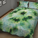 Green And Black Acid Wash Tie Dye Print Quilt Bed Set