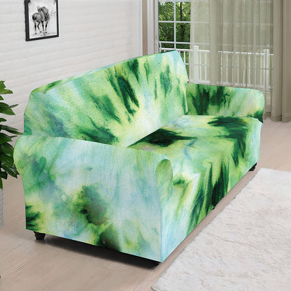 Green And Black Acid Wash Tie Dye Print Sofa Cover
