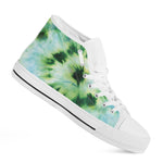Green And Black Acid Wash Tie Dye Print White High Top Shoes