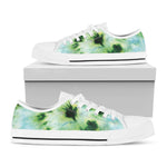 Green And Black Acid Wash Tie Dye Print White Low Top Shoes
