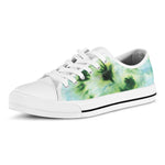 Green And Black Acid Wash Tie Dye Print White Low Top Shoes