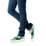 Green And Black Acid Wash Tie Dye Print White Slip On Shoes