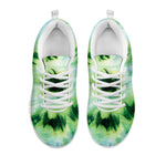 Green And Black Acid Wash Tie Dye Print White Sneakers