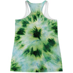 Green And Black Acid Wash Tie Dye Print Women's Racerback Tank Top