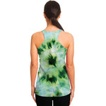 Green And Black Acid Wash Tie Dye Print Women's Racerback Tank Top
