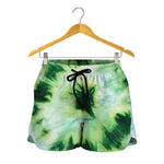 Green And Black Acid Wash Tie Dye Print Women's Shorts
