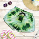 Green And Black Acid Wash Tie Dye Print Women's Shorts