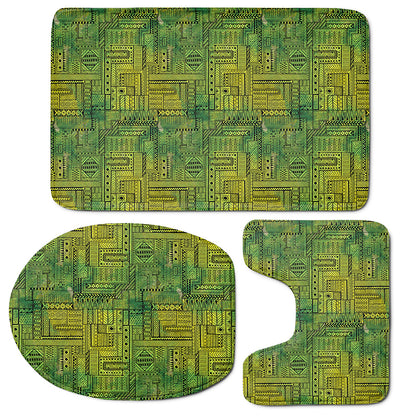 Green And Black African Ethnic Print 3 Piece Bath Mat Set