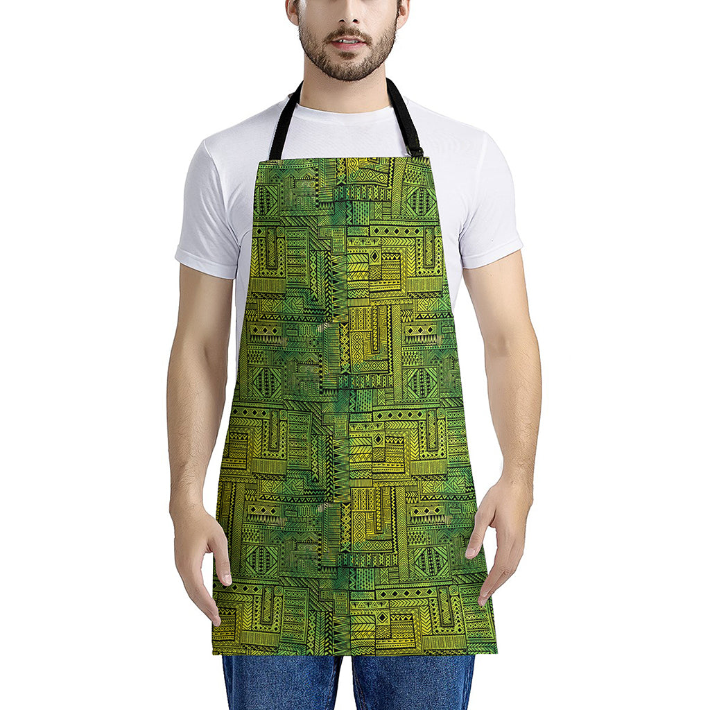 Green And Black African Ethnic Print Apron