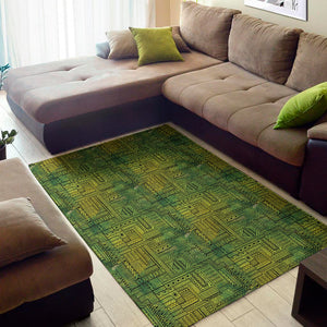 Green And Black African Ethnic Print Area Rug