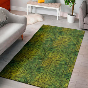 Green And Black African Ethnic Print Area Rug