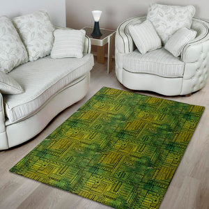 Green And Black African Ethnic Print Area Rug