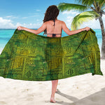 Green And Black African Ethnic Print Beach Sarong Wrap