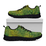 Green And Black African Ethnic Print Black Sneakers