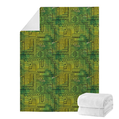 Green And Black African Ethnic Print Blanket